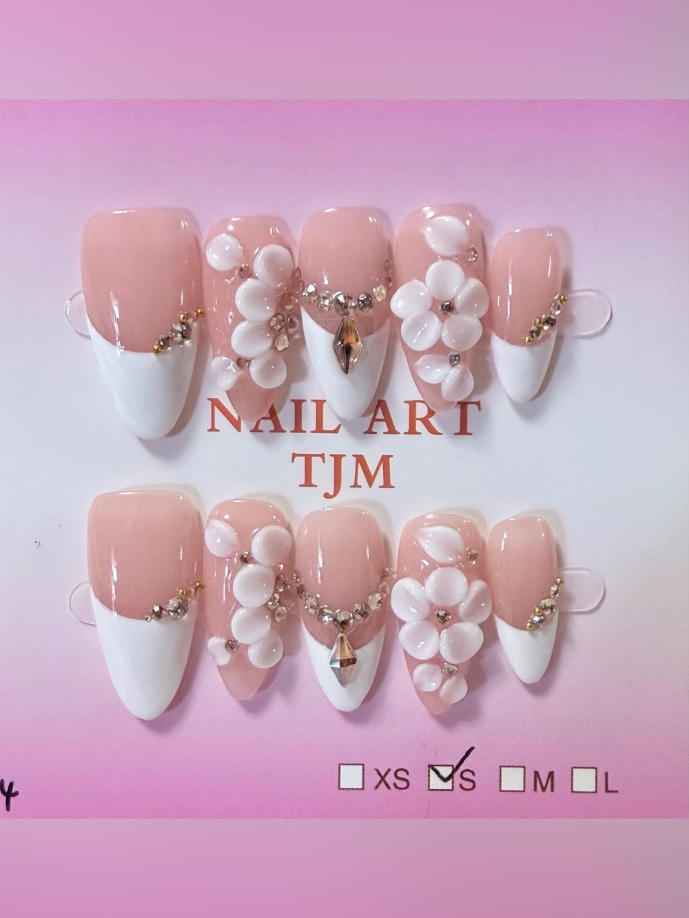 Pink and White 3D Floral Nail Art Set